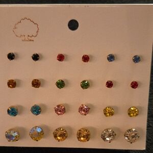 Vibrant Crystal Stud Earring Set